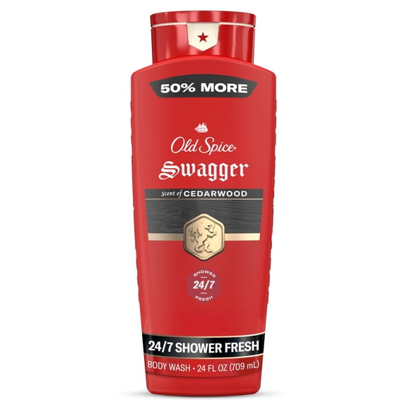 Old Spice Body Wash for Men, Swagger Cedarwood, 24/7 Shower Fresh, 24 fl oz