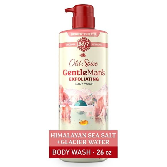 Old Spice Men's Body Wash for Men, Himalayan Sea Salt , 24/7 Shower Fresh, 18 oz, Exfoliation + Moisturization, 26oz