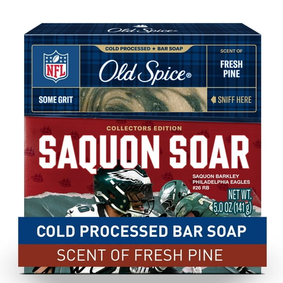 Old Spice Men's Cold Processed Bar Soap, NFL Collection, Saquon Soar, Fresh Pine, 5oz