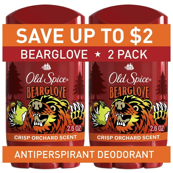 Old Spice Men's Deodorant, Invisible Solid, Antiperspirant Deodorant Stick for Men, Bearglove, 2.6 oz (2 Pack)