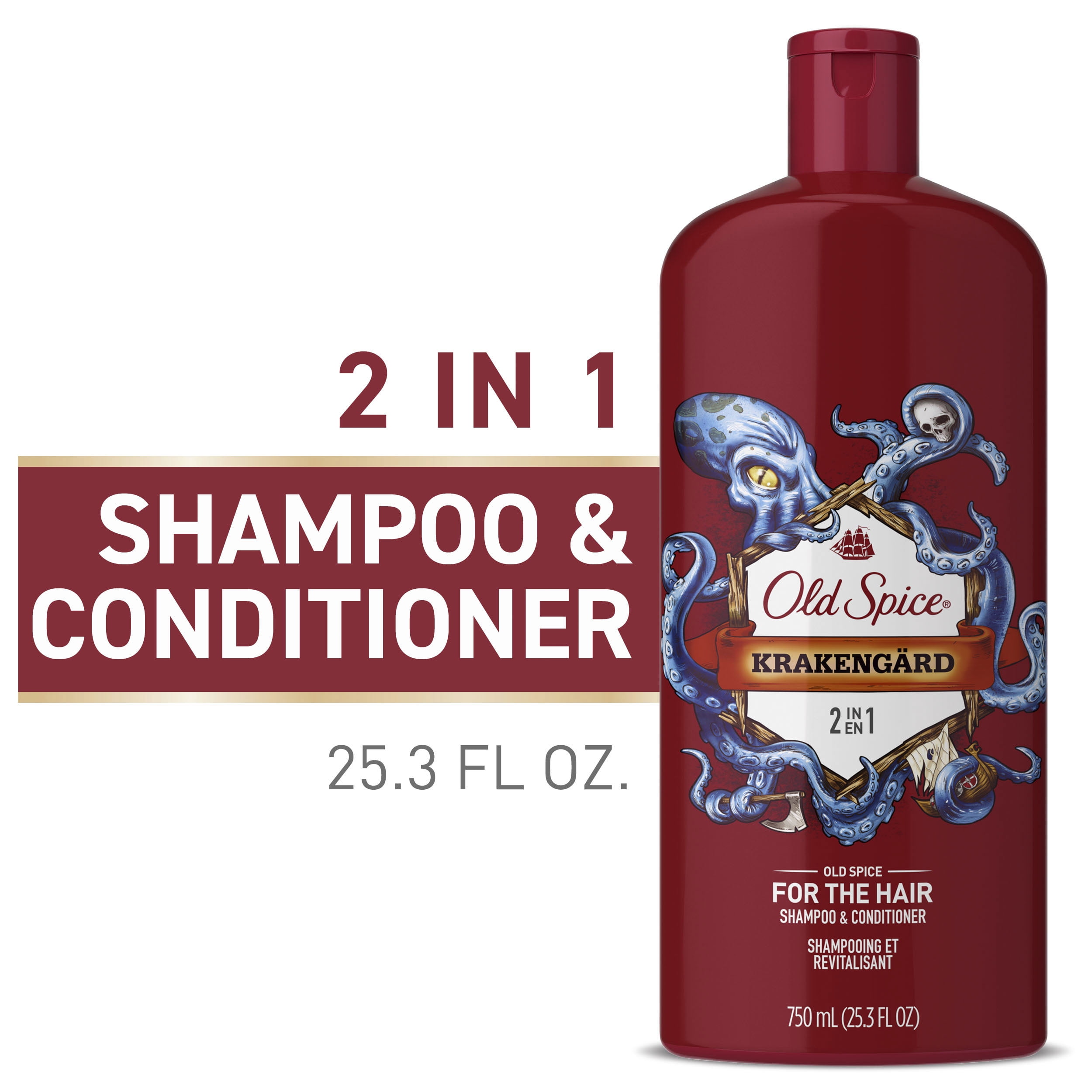 Old Spice Men's Krakengard 2 in 1 Clarifying Shampoo Plus Conditioner, Fresh & Seaworthy Scent, 25.3 fl oz