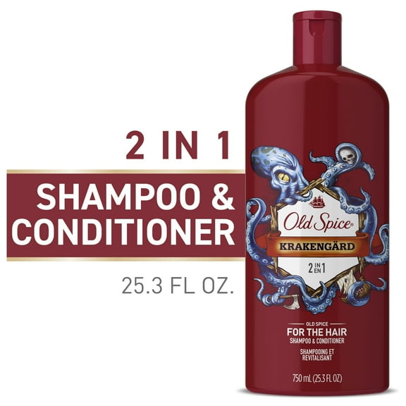 Old Spice Men's Krakengard 2 in 1 Clarifying Shampoo Plus Conditioner, Fresh & Seaworthy Scent, 25.3 fl oz