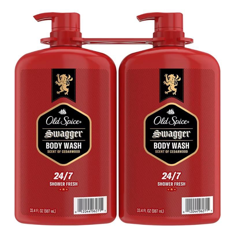 Old Spice Men's Swagger Body Wash Pump, Cedarwood Scent, 24/7 Shower Fresh, 2 pk./33.4 oz.