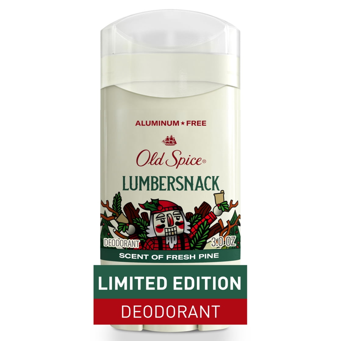 Old Spice Aluminum-Free Deodorant for Men, Holidudes Limited Edition, Lumbersnack Fresh Pine Scent, 3 oz