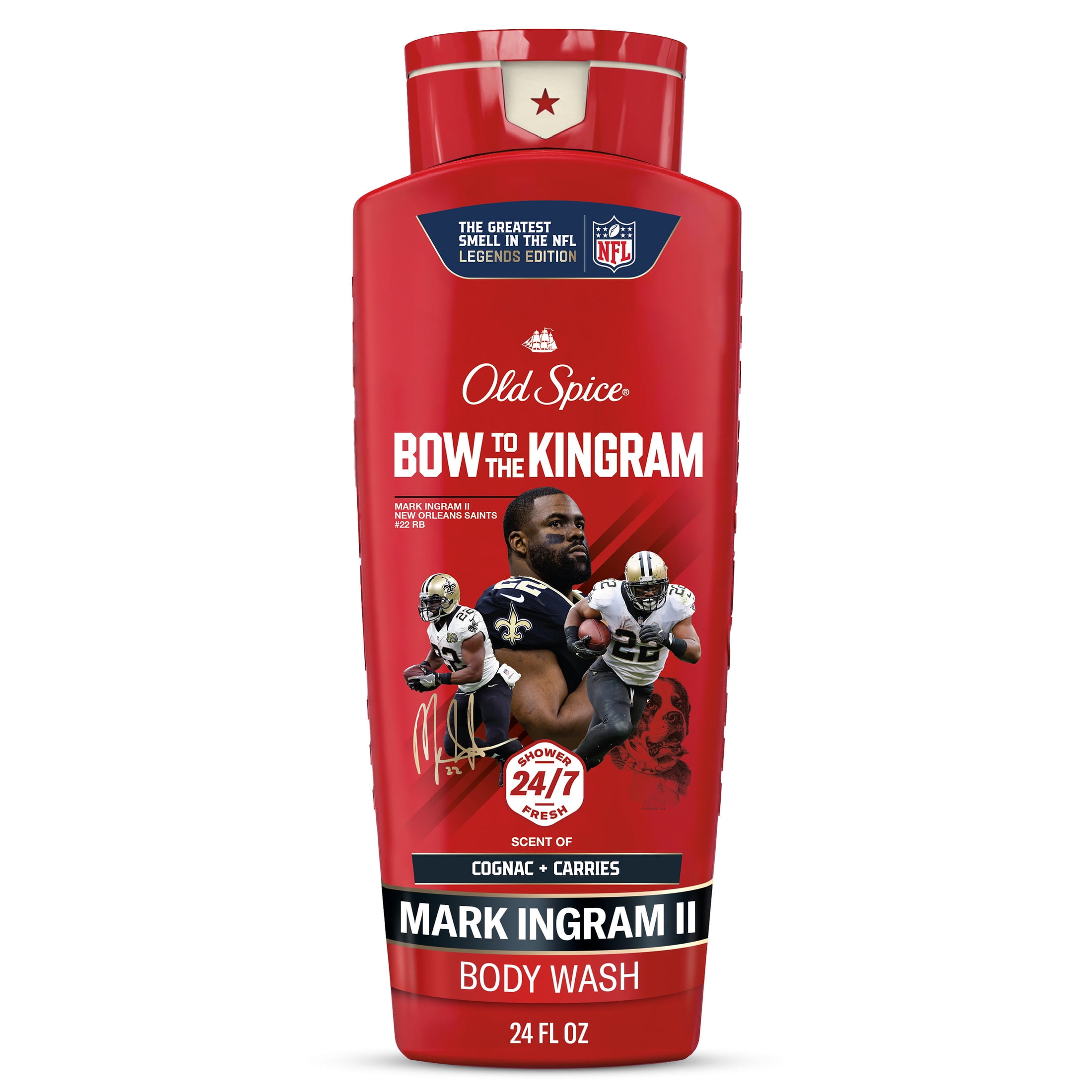 Old Spice Body Wash for Men, NFL Collection, Mark Ingram, Scent of Cognac + Carries, 24 fl oz