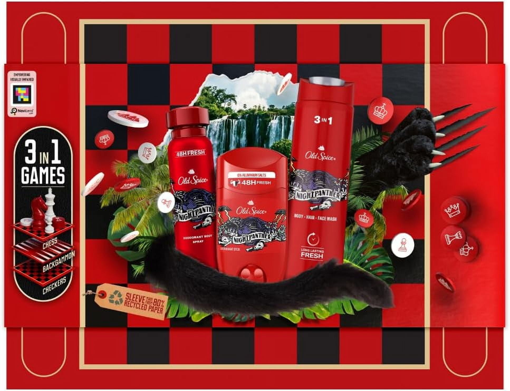 Old Spice Night Panther Mens Gift Set: Deodorant Spray, Stick and Shower Gel Gifts For Men