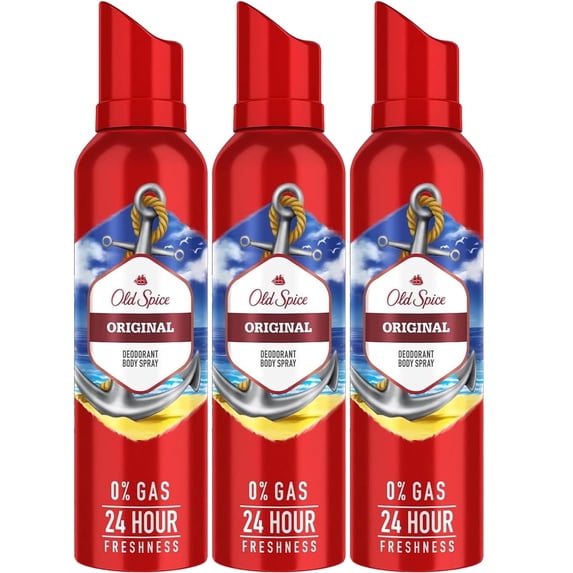 Old Spice Original Deodorant Body Spray, 3 Pack Odor Eliminator Body Spray for Men, 24-Hour Long-Lasting, Gas-Free Body Mist Antiperspirant, 4.73 Ounces Each