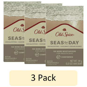 Old Spice Premium Bar Soap, Seas The Day Eucalyptus and Coconut Cream Scent, With Plant Based Cleansers, 5.0 oz (Pack of 3)