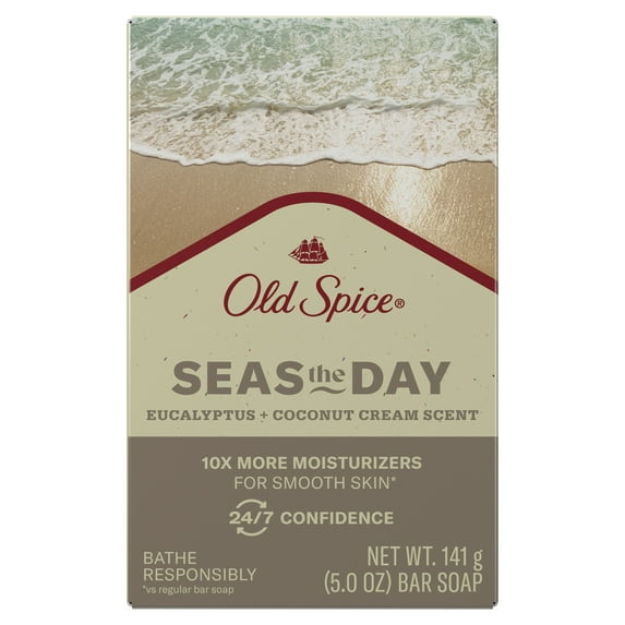 Old Spice Premium Bar Soap, Seas The Day Eucalyptus and Coconut Cream Scent, for All Skin Types, 5oz