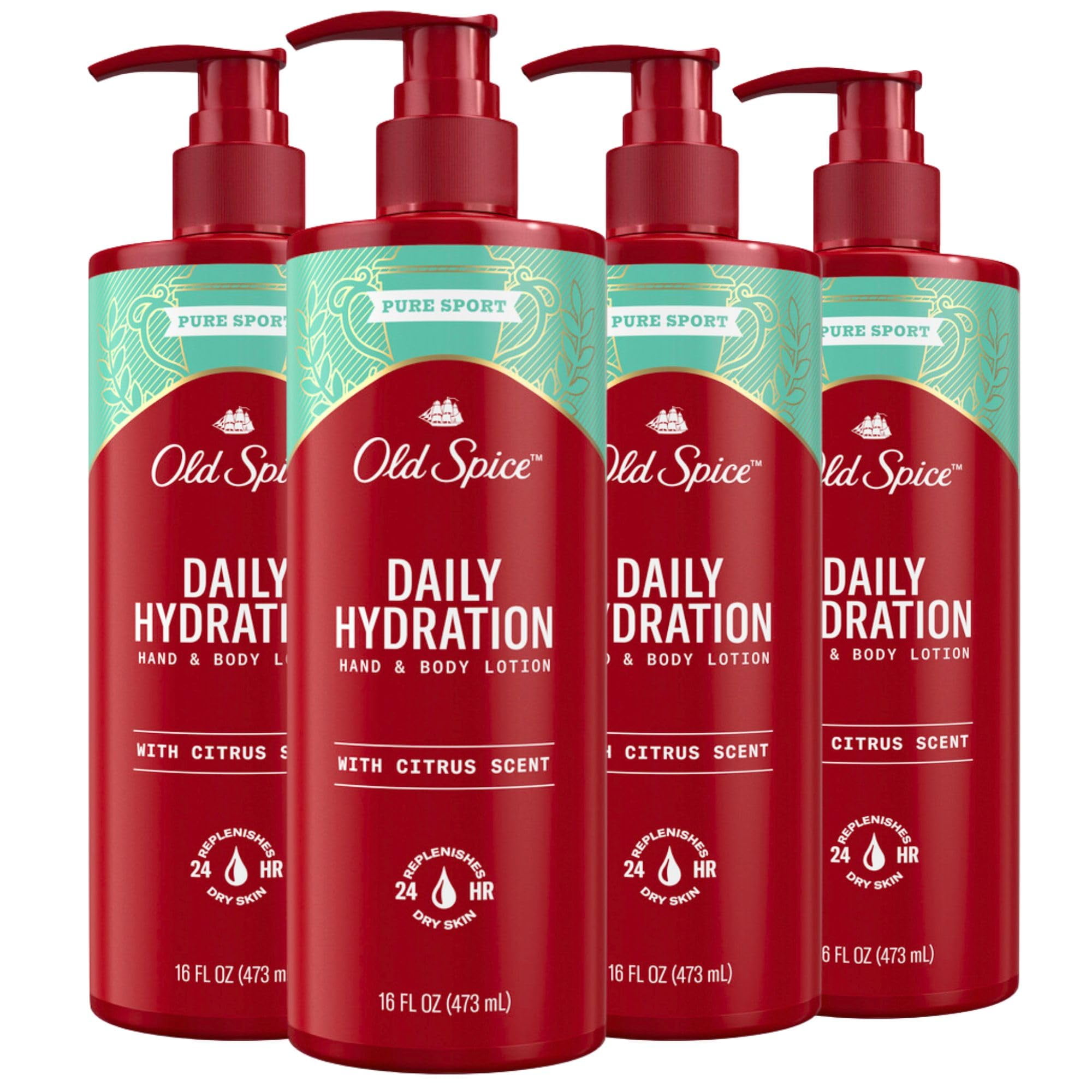 Old Spice Pure Sport BDF6&nbsp;Hydration Hand & Body Lotion for Men, Pure Sport with Citrus Scent, 16.0 Fl Oz (Pack of 4)