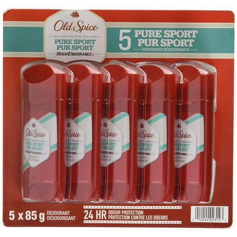 Old Spice High Endurance Pure Sport Deodorant, 3 Oz, Pack of 5