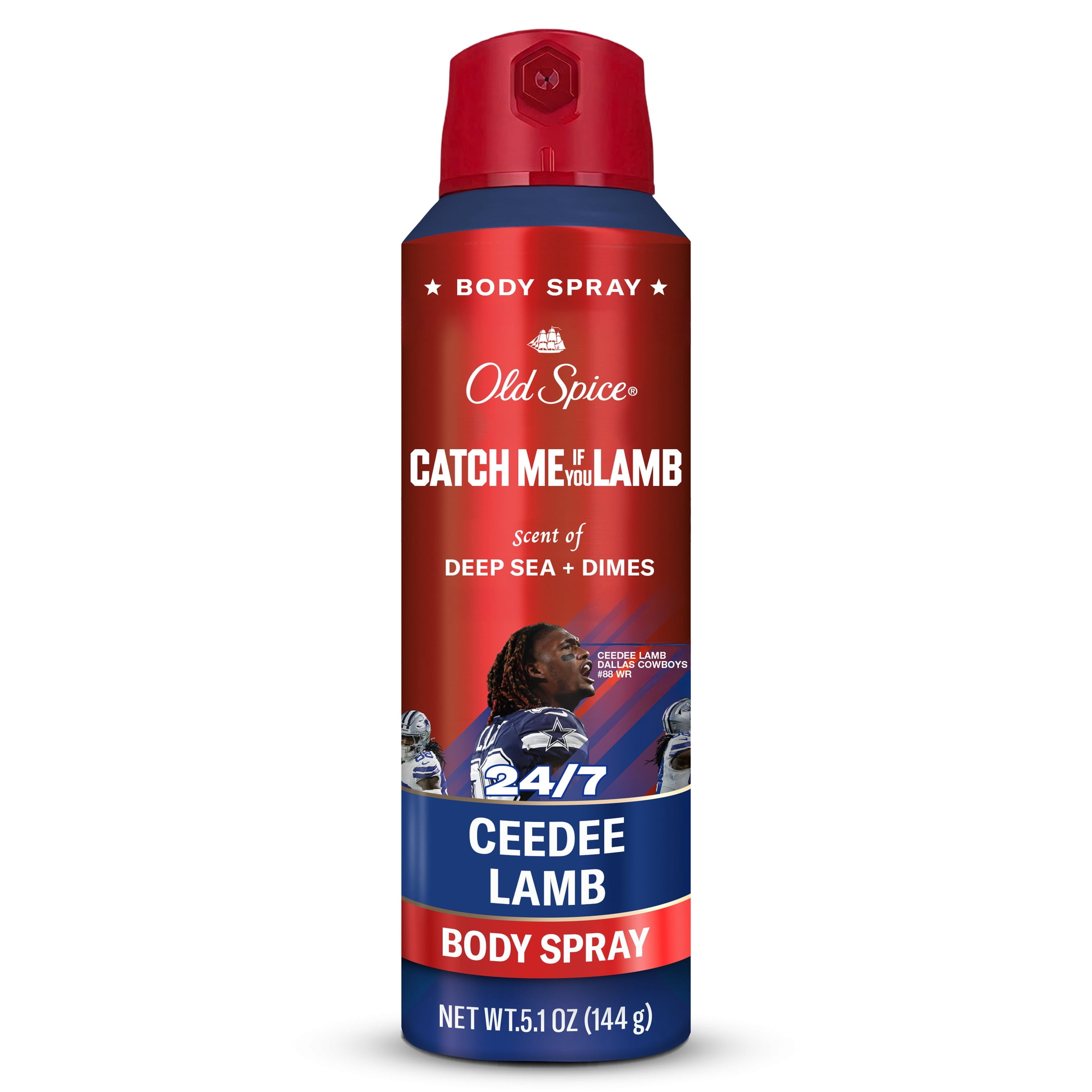 Old Spice Deodorant Body Spray for Men, Aluminum Free, NFL Collection, Ceedee Lamb, Scent of Deep Sea + Dimes, 5.1 oz