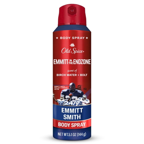 Old Spice Deodorant Body Spray for Men, Aluminum Free, NFL Collection, Emmitt Smith, Scent of Birch Water + Bolt, 5.1 fl oz
