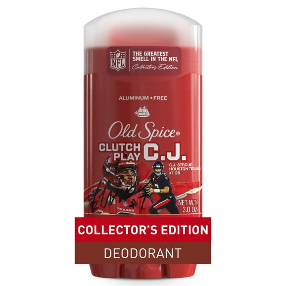 Old Spice Men's Aluminum Free Deodorant, NFL Collection, Clutch Play CJ Stroud, Amber + Accuracy Scent, 3oz
