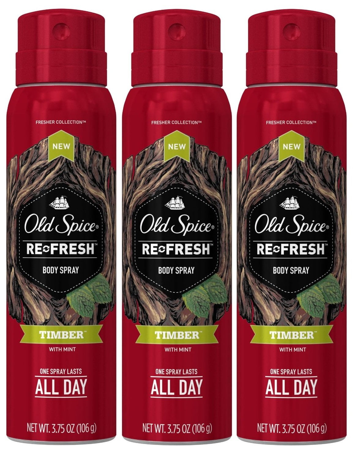 Old Spice Re Fresh Body Spray Fresher Collection Timber Net Wt. 3