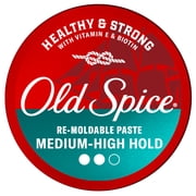 Old Spice Re-Moldable Paste for Men, Healthy and Strong with Vitamin E and Biotin, Mens Hair Styling Paste, Medium-High Hold, Matte Finish, 2.22 oz