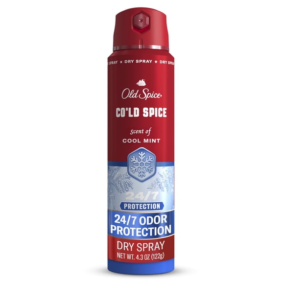 Old Spice Body Spray for Men, Antiperspirant, Cold Spice, 24/7 Sweat & Odor Protection, 4.3 fl oz