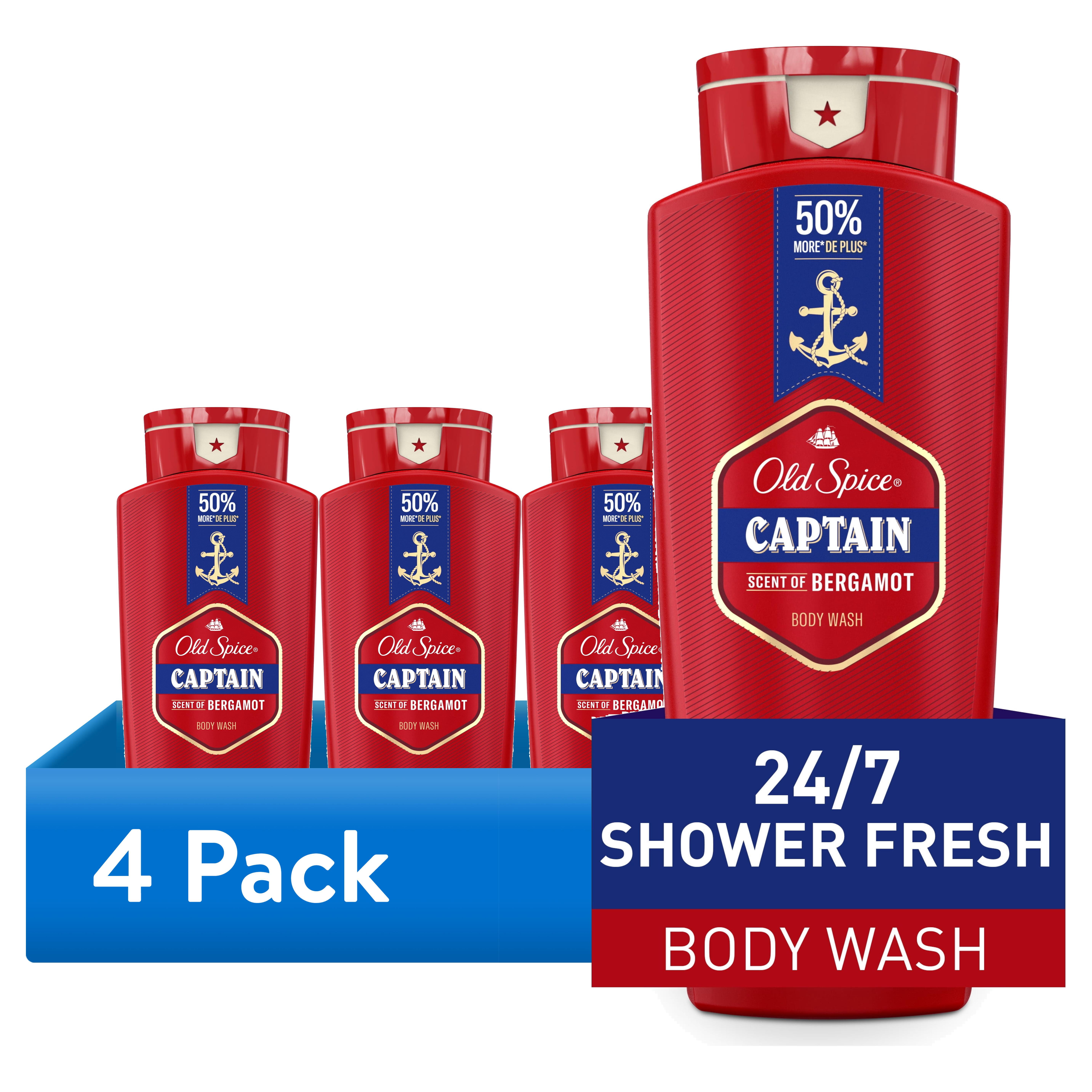 (4 pack) Old Spice Red Collection Body Wash for Men, Captain Scent, 24 fl oz