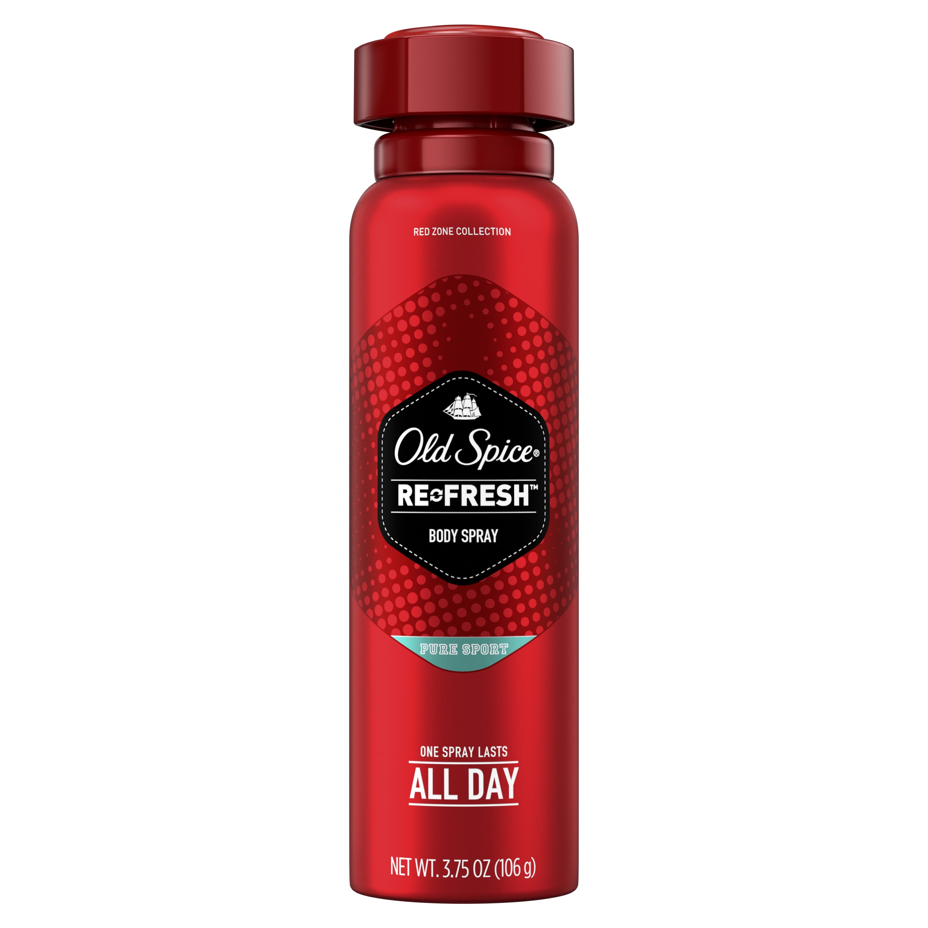 Old Spice Red Zone Pure Sport Scent Body Spray for Men, 3.75 oz
