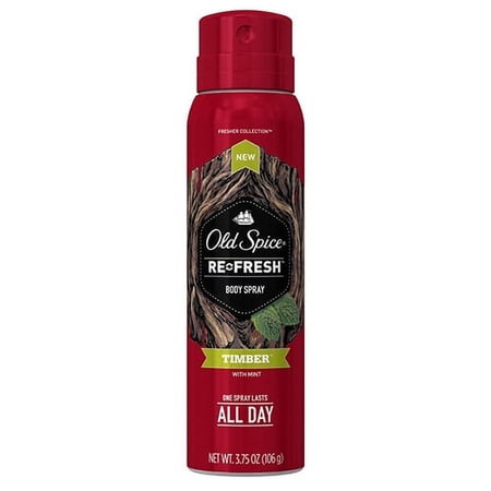 Old Spice Refresh Body Spray, Timber With Mint, 3.75 oz, 2 Pack