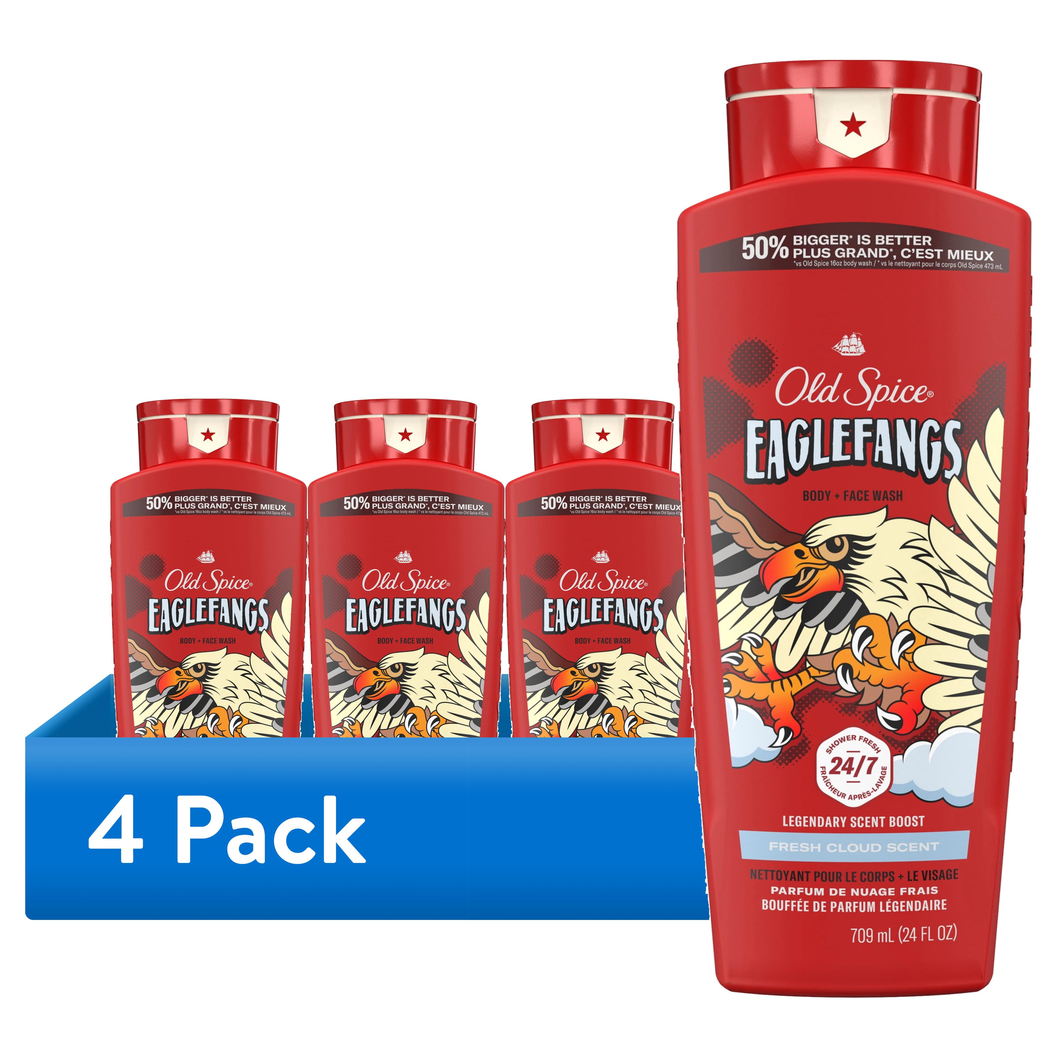 (4 pack) Old Spice Men's Body Wash, Eagle Fangs, 24 fl oz