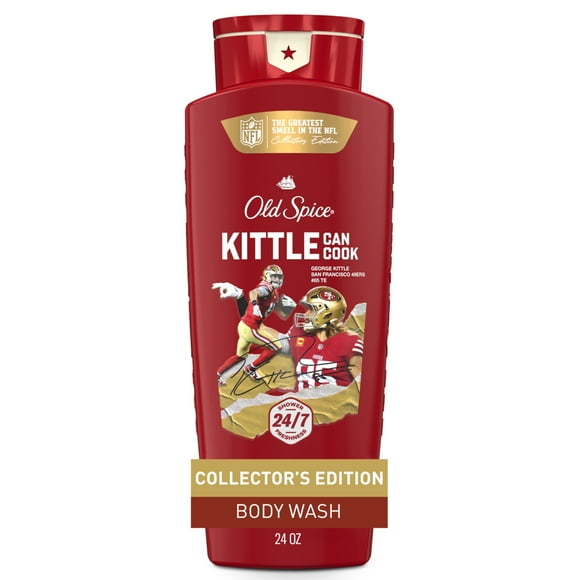 Old Spice Body Wash for Men, NFL Collection, Kittle Can Cook, Scent of Sea Tides + Toughness, 24oz