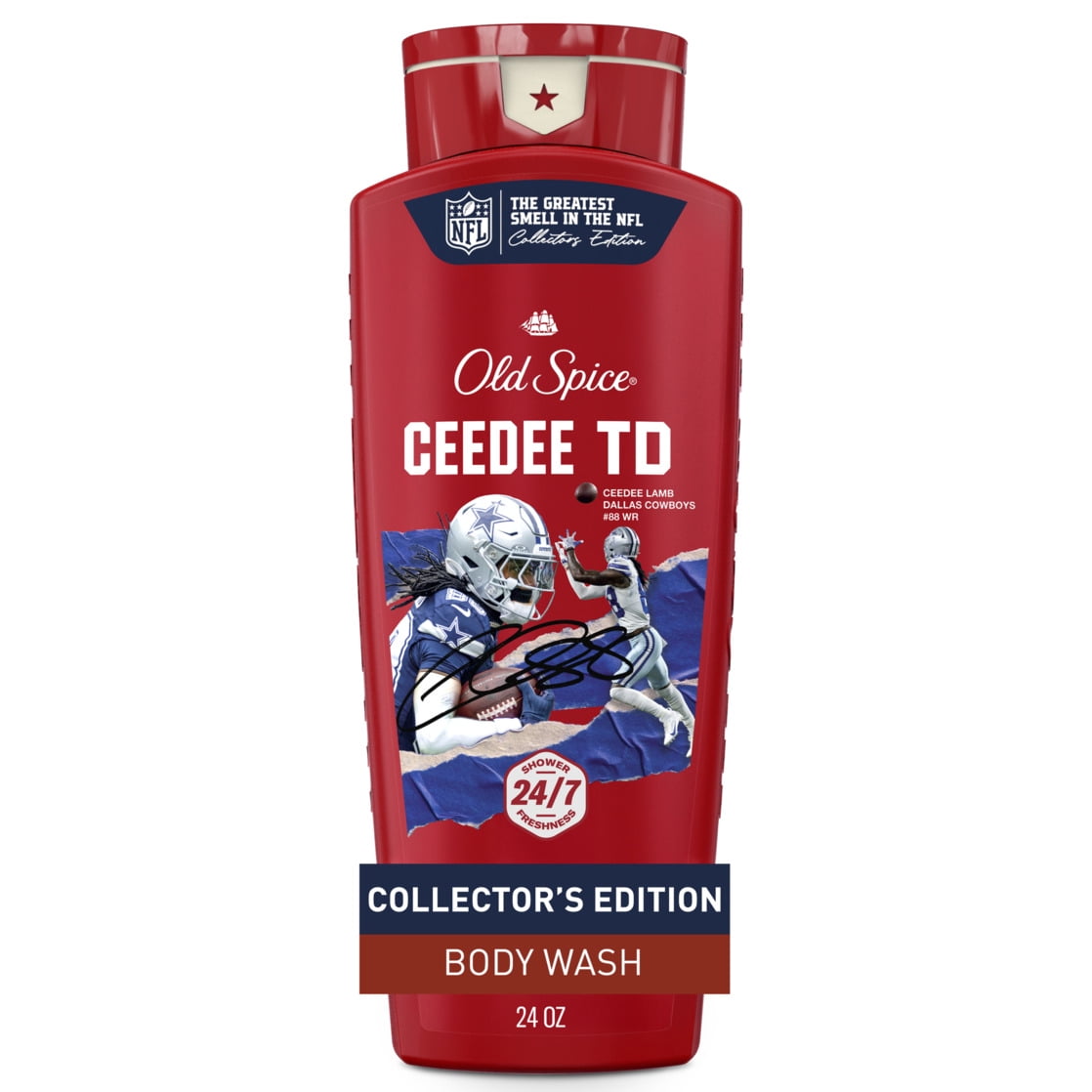 Old Spice Body Wash for Men, NFL Collection, CeeDee Lamb TD, Teak + Toe Taps, 24oz