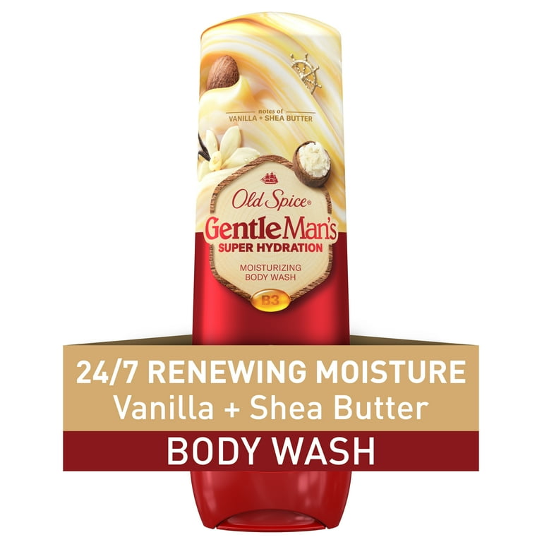 Old Spice GentleMan's Blend Super Hydration Men's Body Wash Vanilla + Shea, for Dry Skin, 20 fl oz