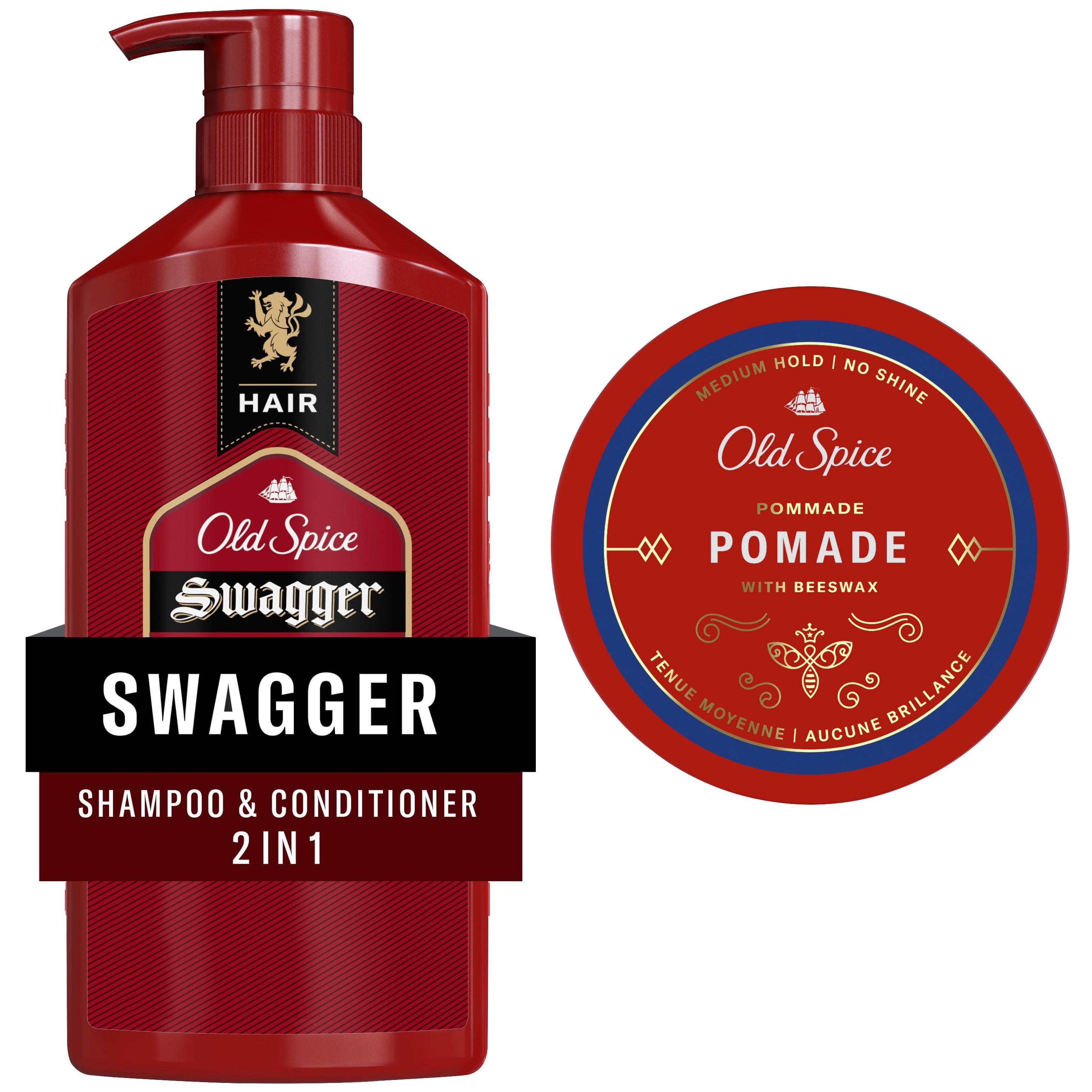 Old Spice Swagger 2in1 Shampoo and Conditioner & Pomade Set for Men, All Hair Types, 21.9 fl oz