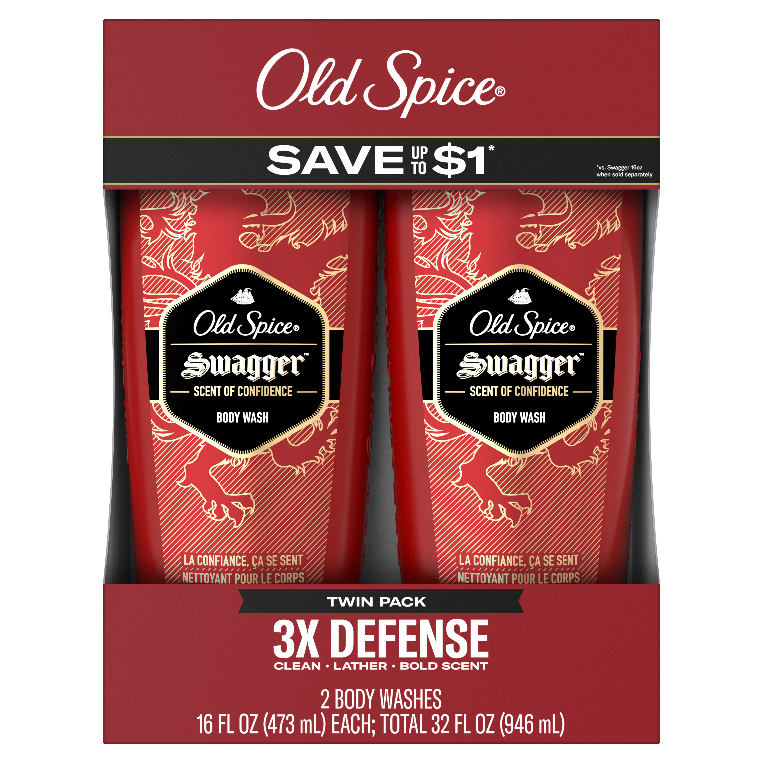 Old Spice Swagger Body Wash, 16 fl oz each, Pack of 2 - image 1 of 10