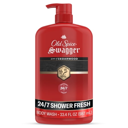Old Spice Body Wash for Men, 24/7 Shower Fresh, Swagger Cedarwood, 33.4 fl oz