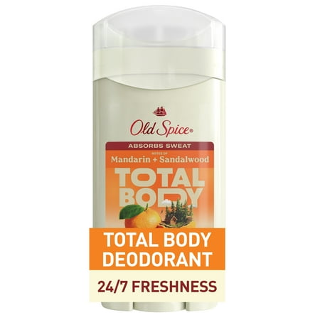 Old Spice Whole Body Aluminum Free Total Body Deodorant, Mandarin + Sandalwood Scent, 3 oz
