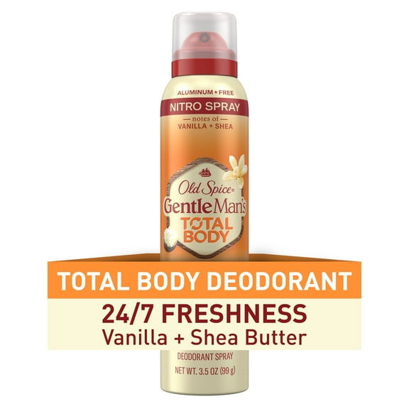 Old Spice Whole Body Deodorant for Men, Total Body Aluminum Free Spray, Vanilla + Shea, 3oz