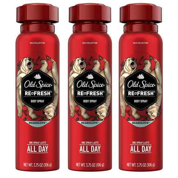 Old Spice Wild Bearglove Scent Body Spray for Men, 3.75 oz, 3 Pack