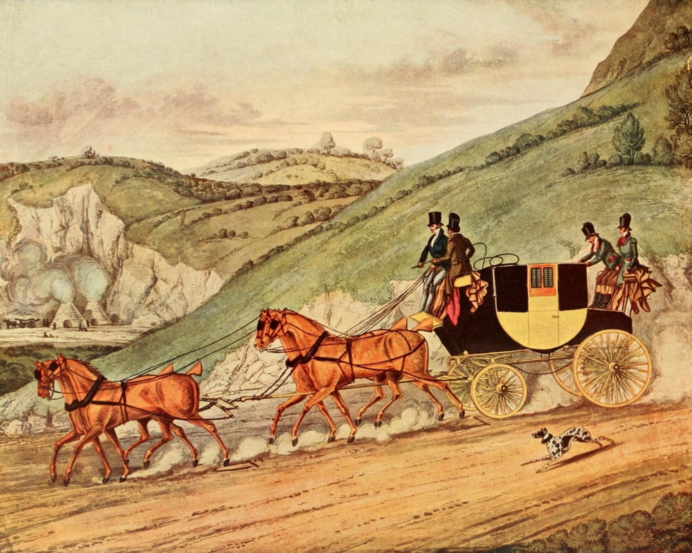 Old Sporting Prints 1908 Four in Hand Canvas Art - James Pollard (24 x 36)