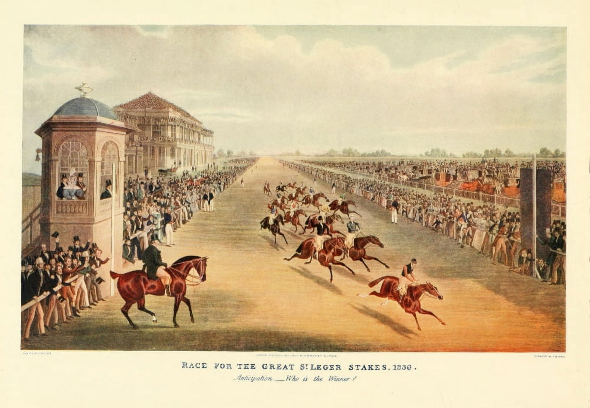 Old Sporting Prints 1908 Race for the Gt St Leger Stakes Canvas Art - James Pollard (24 x 36)