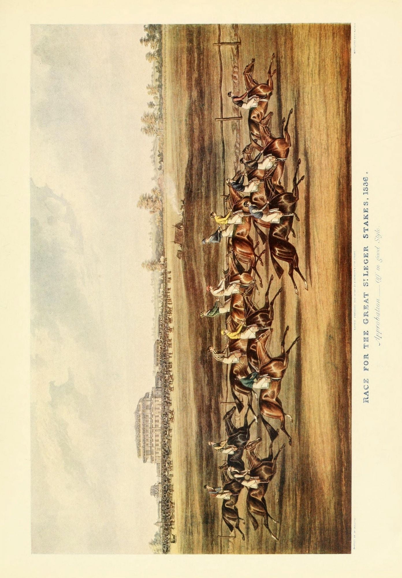 Old Sporting Prints 1908 The Race for the Great St Leger Stakes 1836 Canvas Art - James Pollard (24 x 36)