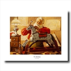 Old St Nick Santa Clause with Elf Helpers Tom Browning Christmas #6 Art Print 16x20