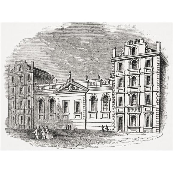 Old St Pauls School London England Before The Great Fire From Old Englands Worthies by Lord Brougham & Others Published London Poster Print - 16 x 12