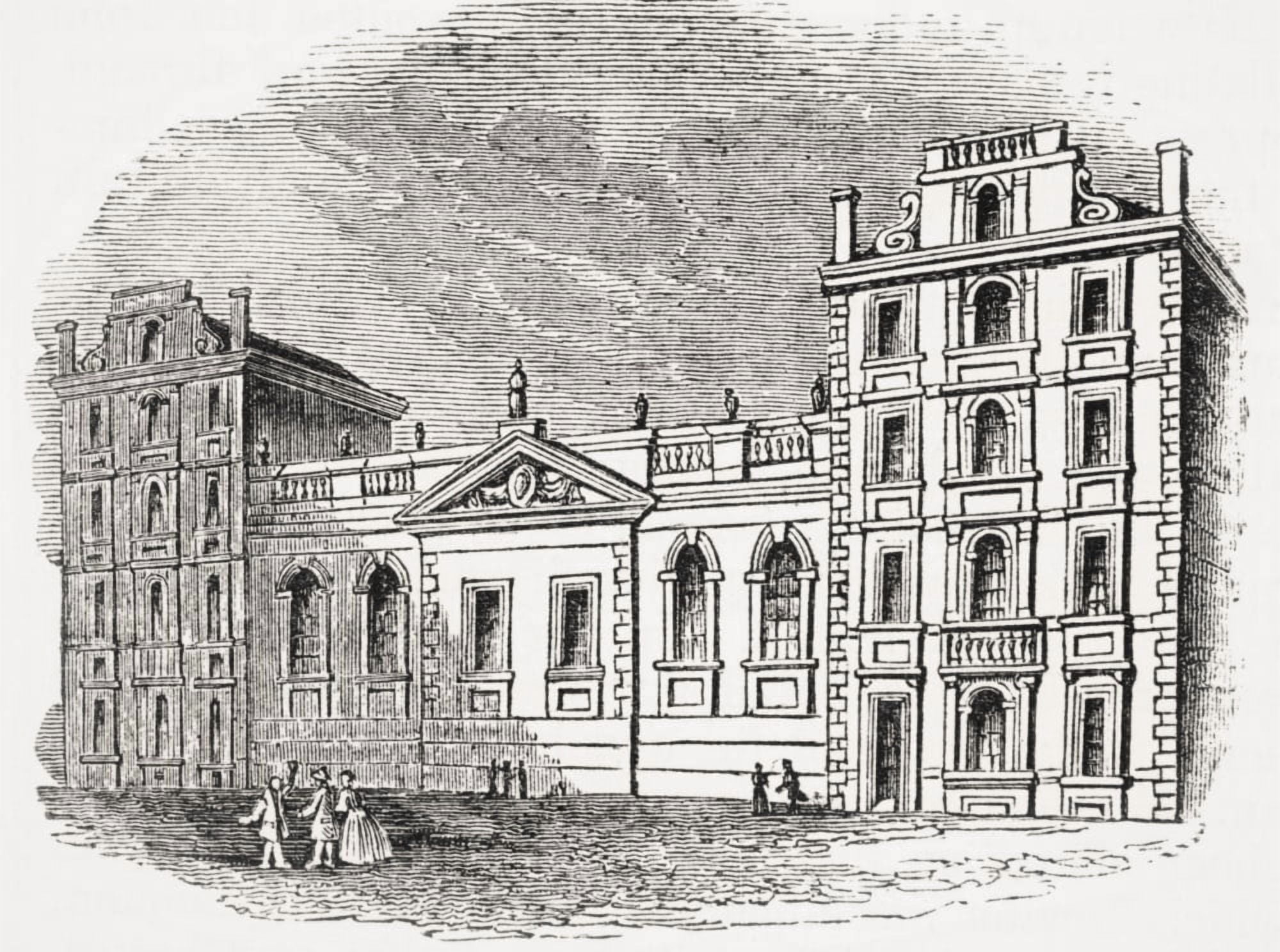 Old St Pauls School London England Before The Great Fire From Old Englands Worthies By Lord Brougham And Others Published London Circa 1880s Canvas Art - Ken Welsh  Design Pics (16 x 12)