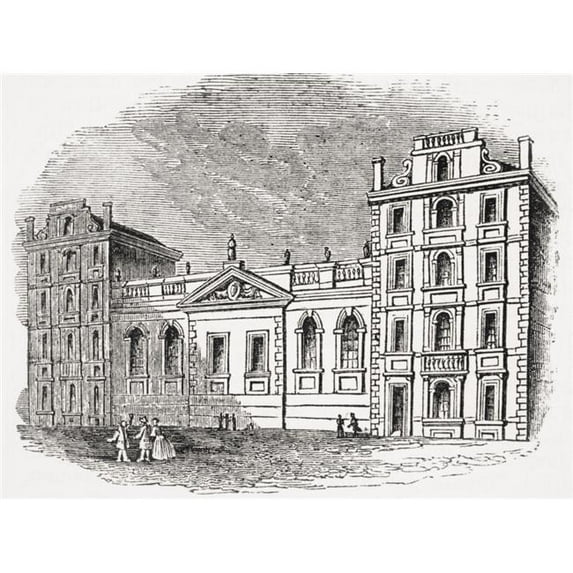 Old St Pauls School London England Before The Great Fire From Old Englands Worthies by Lord Brougham & Others Published London Poster Print - Large - 32 x 24