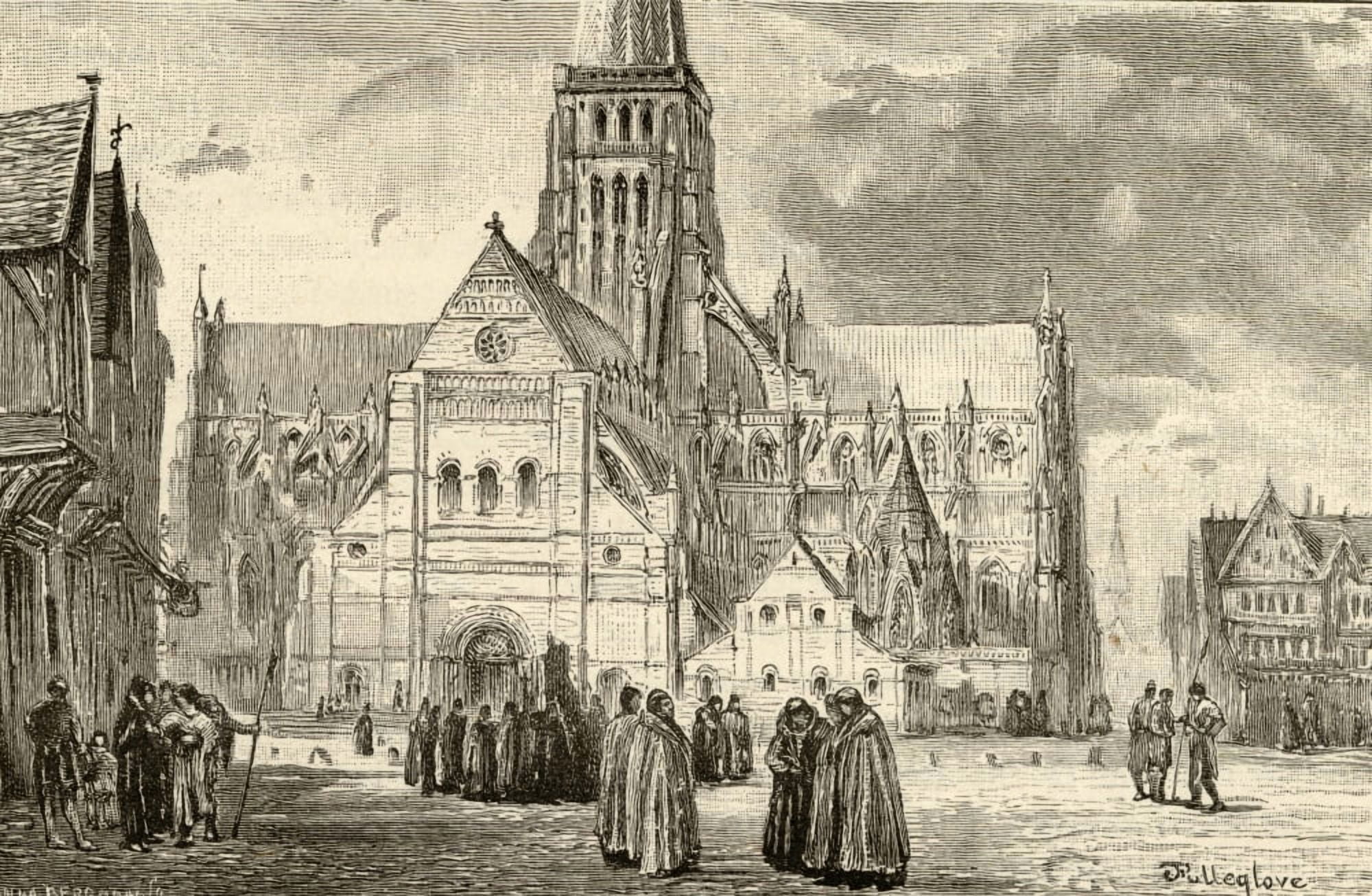 Old StPauls Cathedral London England In The 16Th Century Canvas Art - Ken Welsh Design Pics (36 x 24)