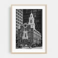 thumbnail image 1 of The Old State House in Boston, Massachusetts B&W - Boston Massachusetts Photography Black and White Architecture City Street Photography Cityscape Vintage Oak Framed Wall Art Print 5 x 7 inches, 1 of 1