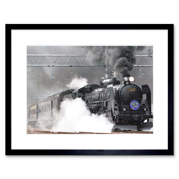 Old Steam Train Engine Framed Wall Art Print