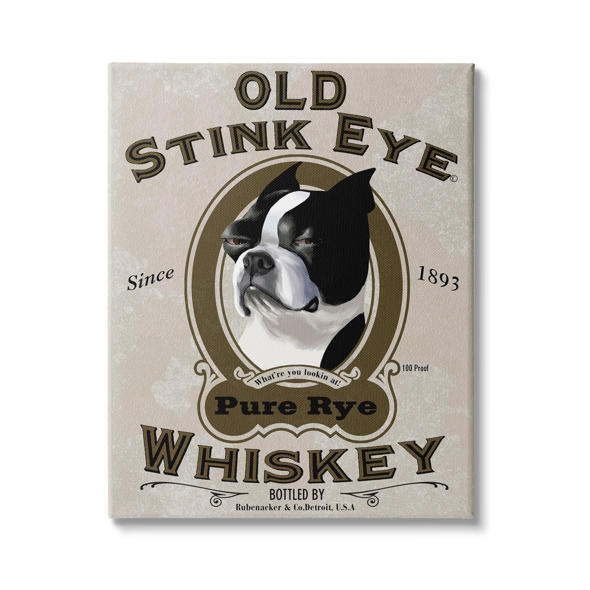 Old Stink Eye Whiskey Vintage Pet Dog Advertisement 24 in x 30 in Painting Canvas Art Print, by Stupell Home Décor