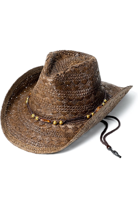 Old Stone Straw Cowboy Cowgirl Hat for Men Women Wide Brim Sun Hat Western Style