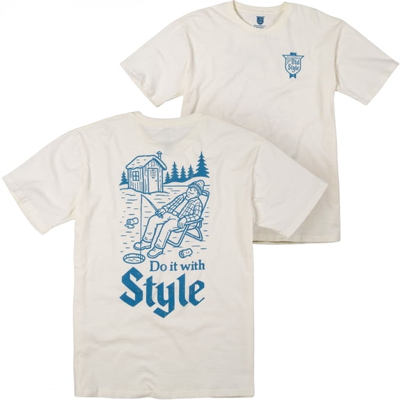 Old Style Beer Fishing- Do It With Style Front and Back Print T-Shirt-Medium