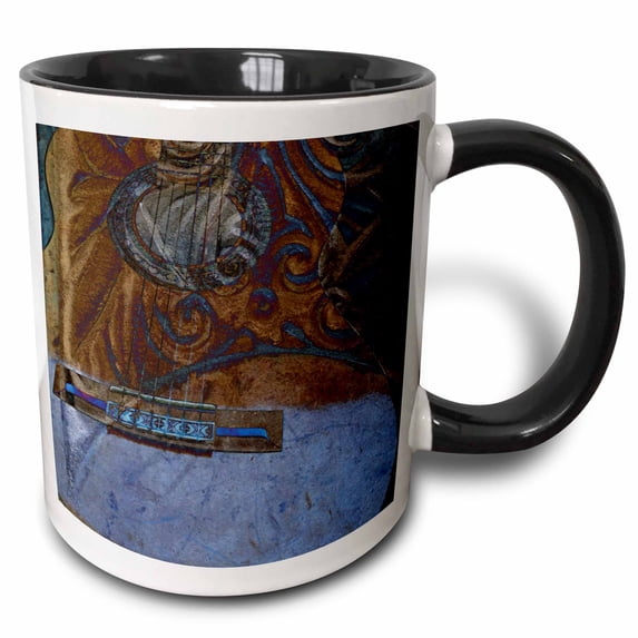 3drose, Old Style Guitar Art Music, 15oz Two-tone Black Mug