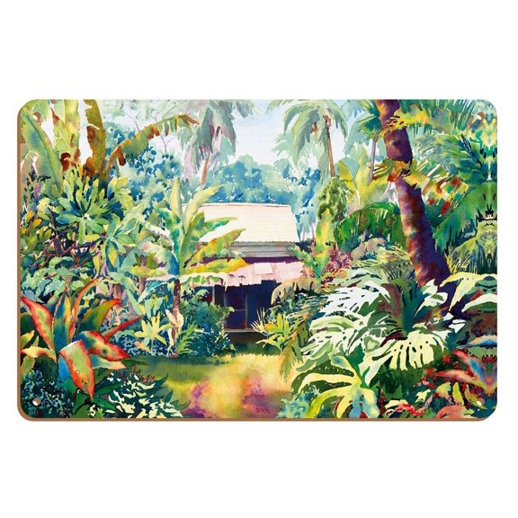 Old Style - Hawaiian Jungle Surf Shack - From an Original Hawaii Watercolor Painting by Peggy Chun - 8 x 12 inch Vintage Wood Art Sign