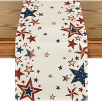 Old Style Stars American Flag 4th of July Table Runner, Memorial Day Kitchen Dining Table Decoration for Home Party Decor 13x48 Inch